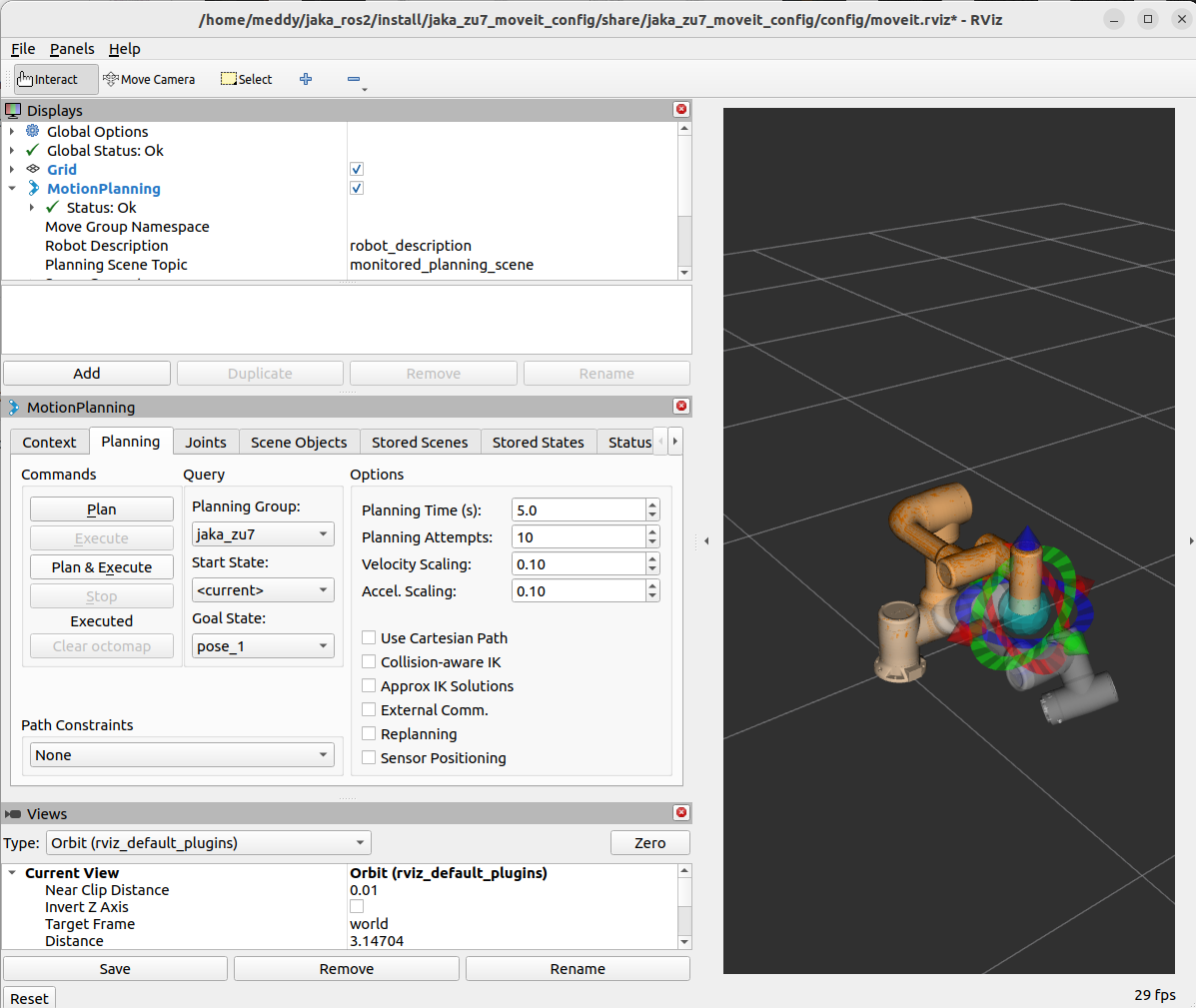 Figure 4-15: RViz Simulation Mode Execution