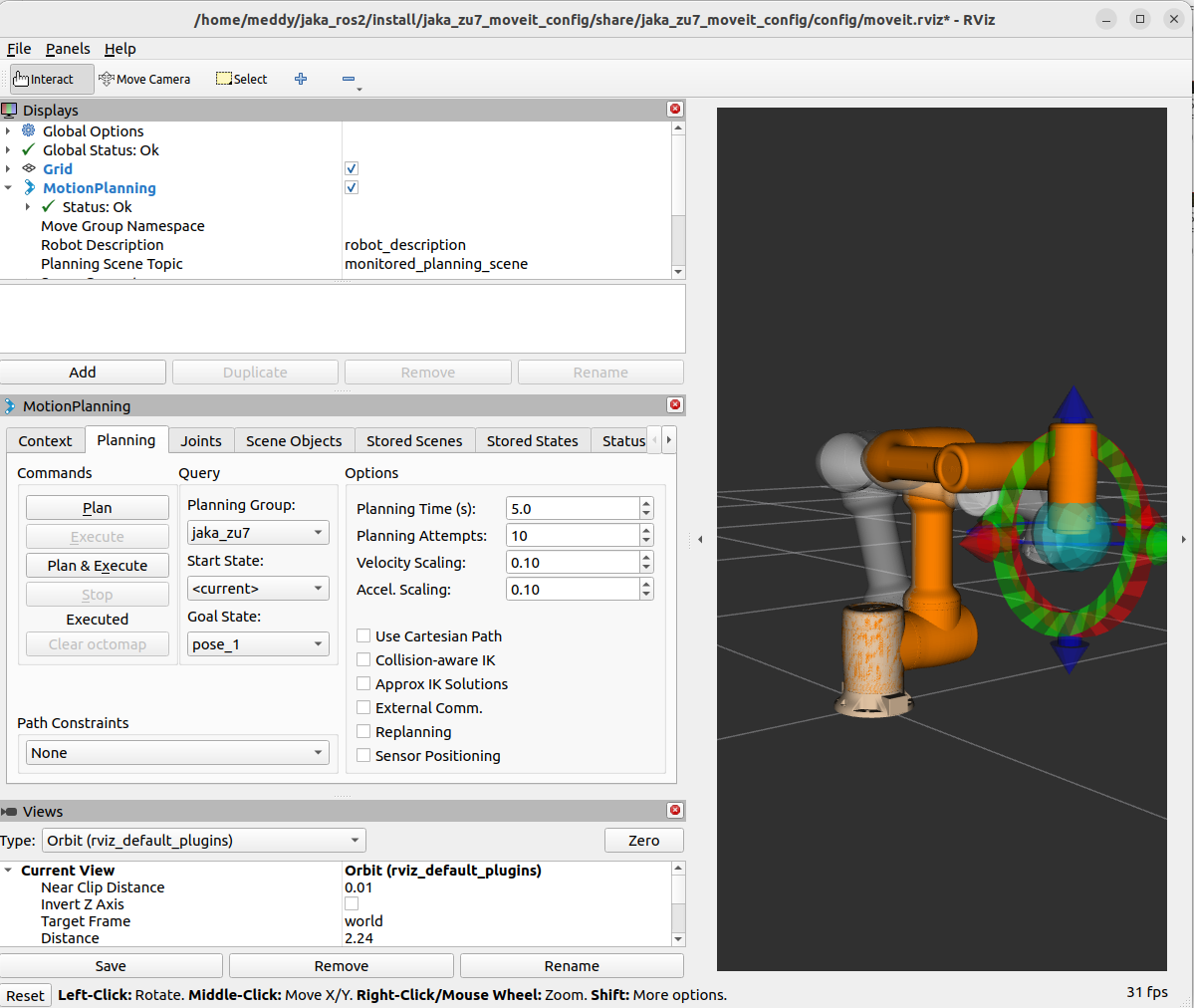 Figure 4-20: Launch Demo Moveit Config Command Output