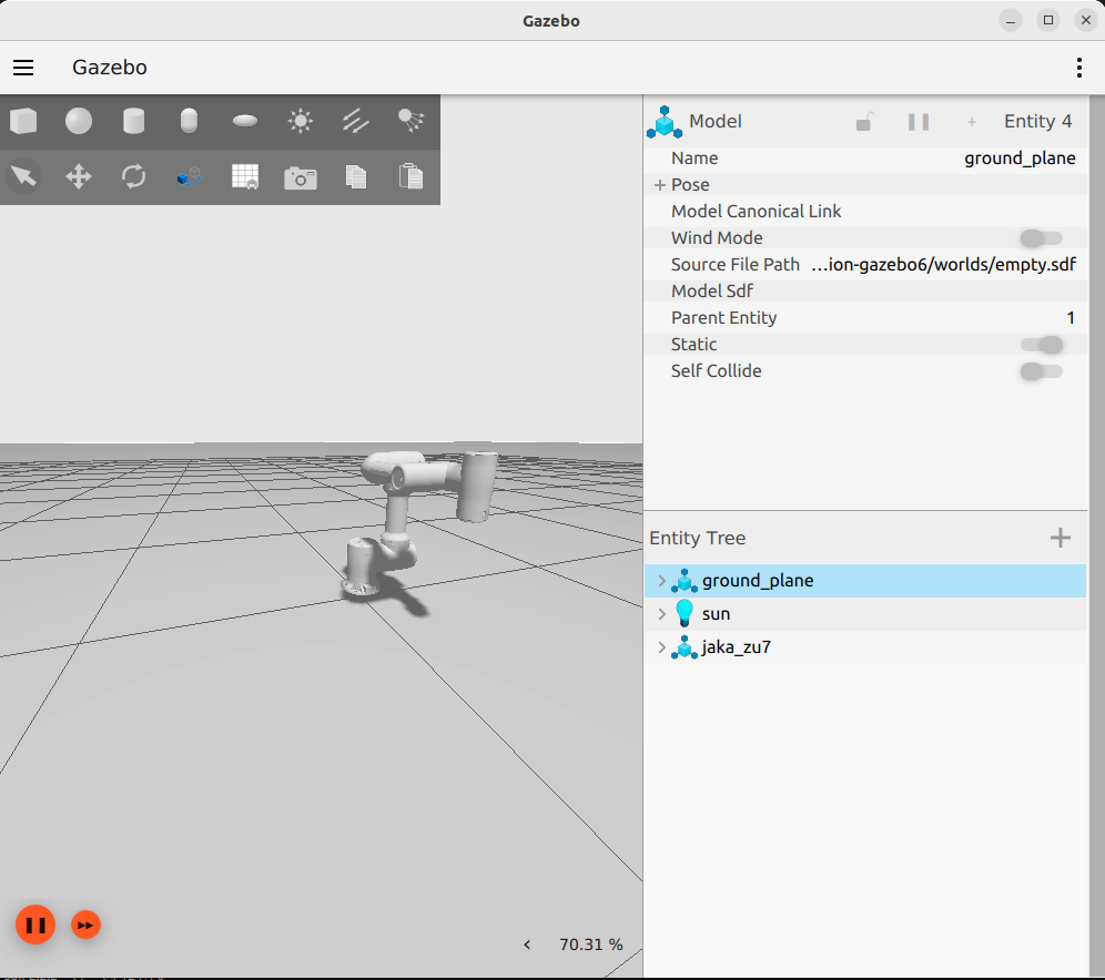 Figure 4-28: MoveIt Test Independent Gazebo Execution