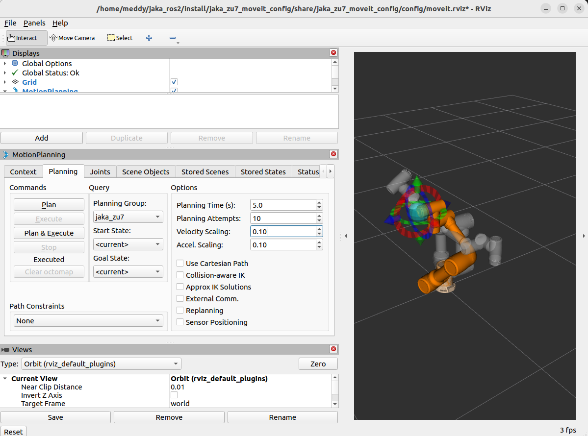 Figure 4-29: MoveIt Test RViz for Demo Gazebo Execution