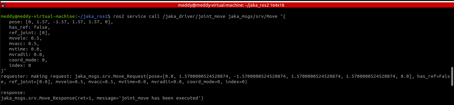 Figure 4-2: Joint Motion Service Command Output